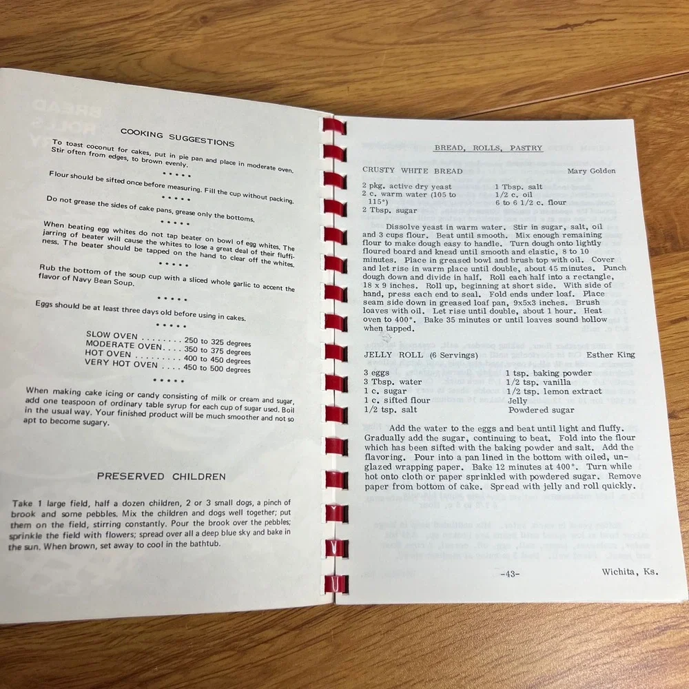Gospel Assembly Church Cookbook 1978 Wichita Kansas Vintage Spiral Bound